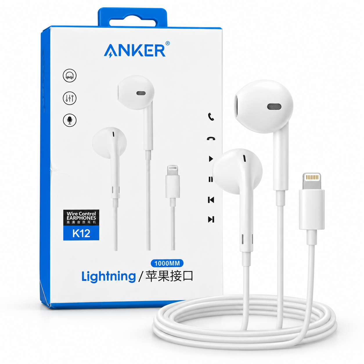سماعات  ANKER K12 السلكية باللون الأبيض من أنكرا